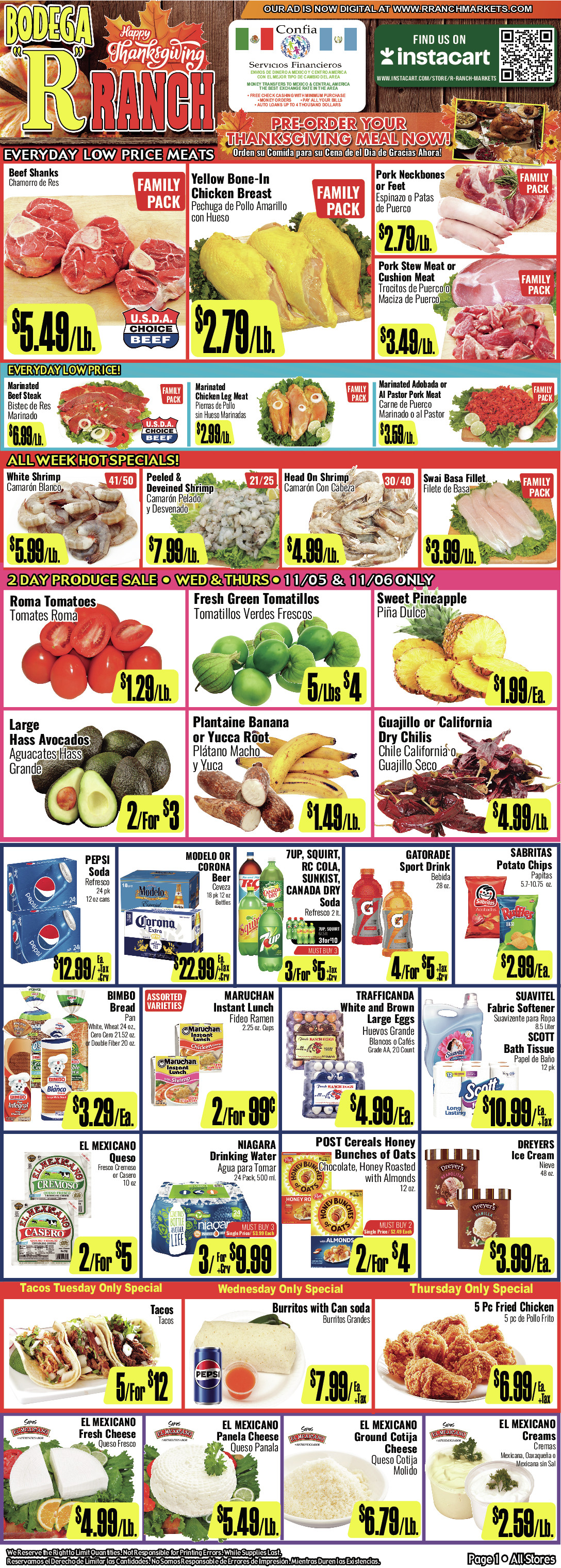 Bodega R Ranch Market Weekly AD 1 Page. valid thruogh 11/05/2025 - 11/18/2025