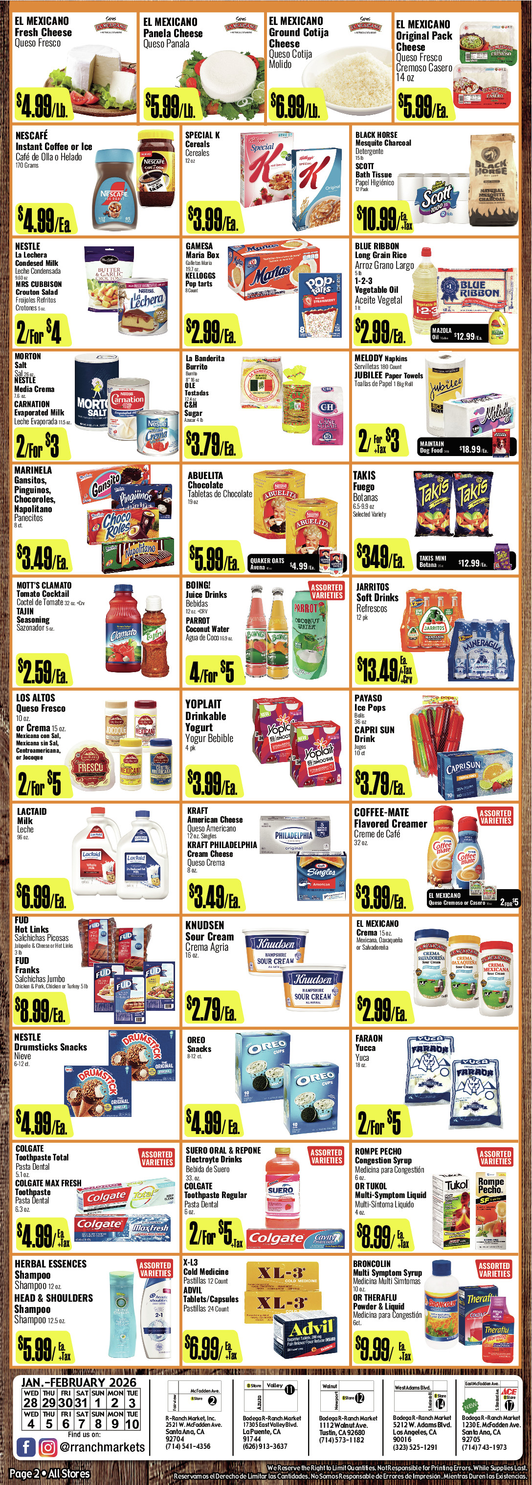 Bodega R Ranch Market Weekly AD 2 Page. valid thruogh 01/28/2026 - 02/10/2026