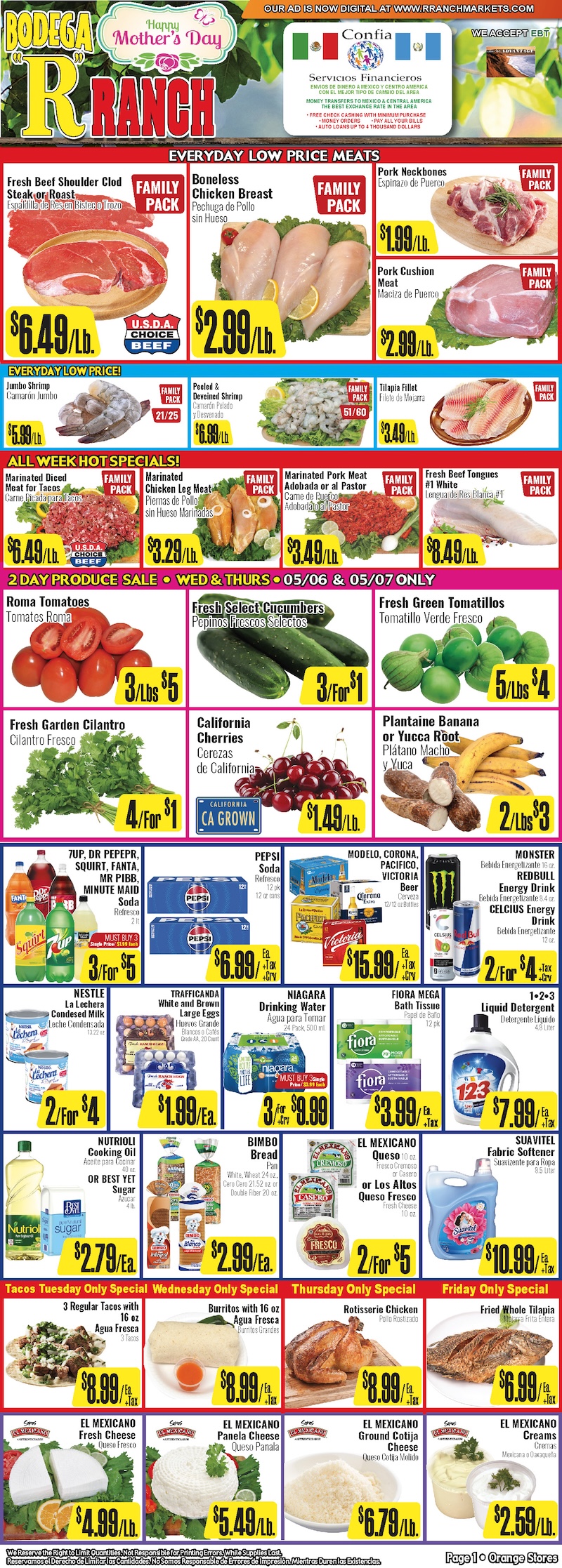 Bodega R Ranch Market Weekly AD 1 Page.