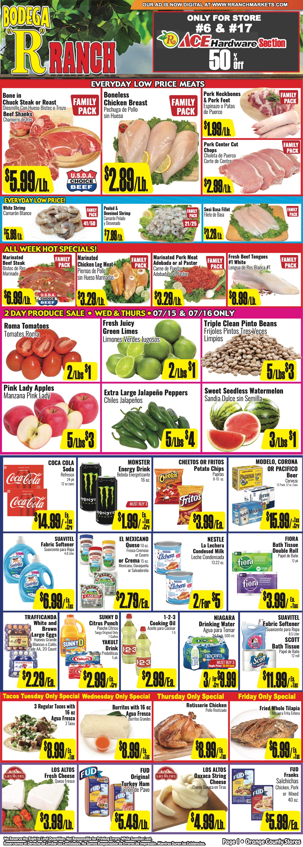 Bodega R Ranch Market Weekly AD 1 Page.