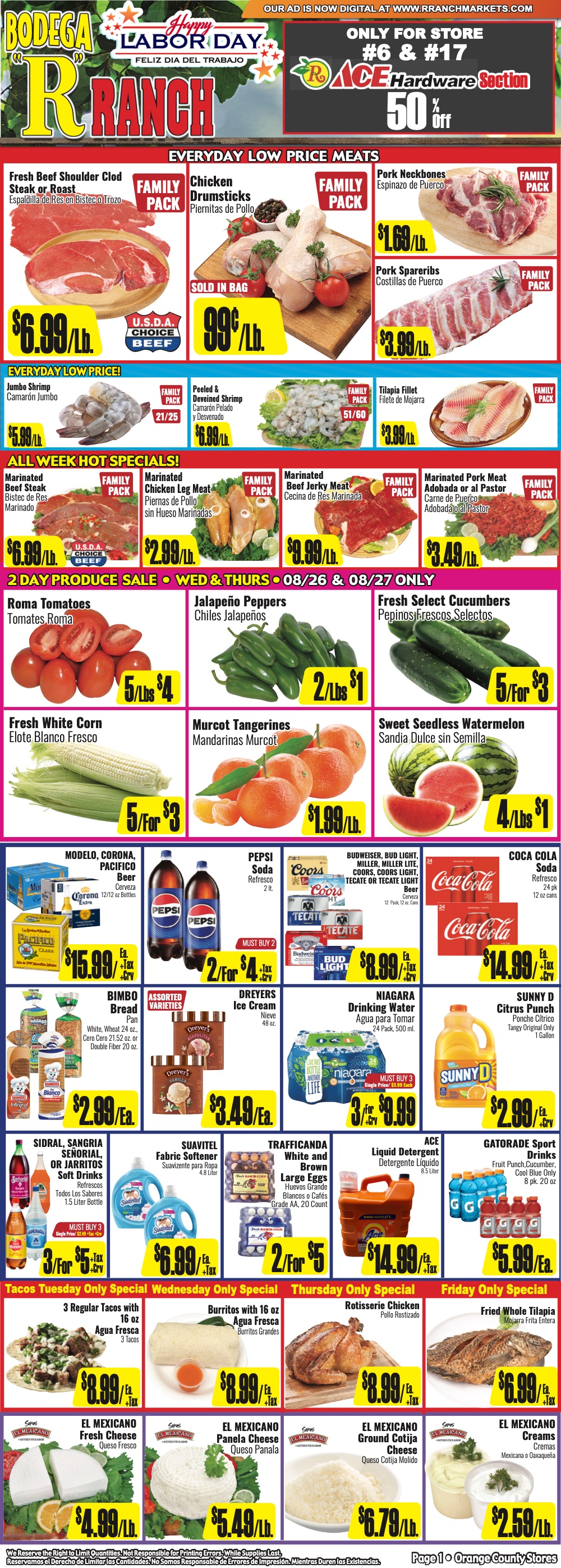 Bodega R Ranch Market Weekly AD 1 Page.